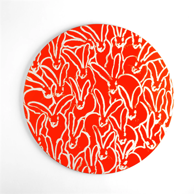 Hunt Slonem Rabbit Run Placemat- Orange