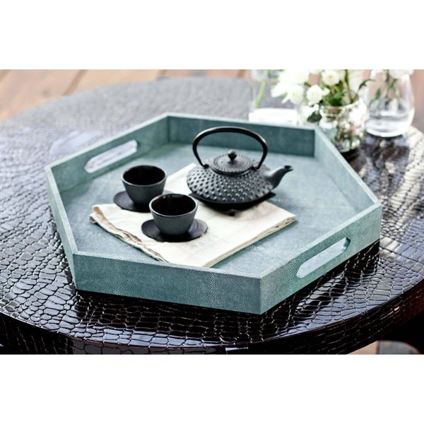 Shagreen Hex Tray- Light Grey