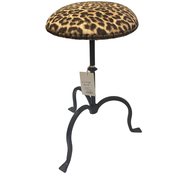 Vintage Leopard Purse Stool