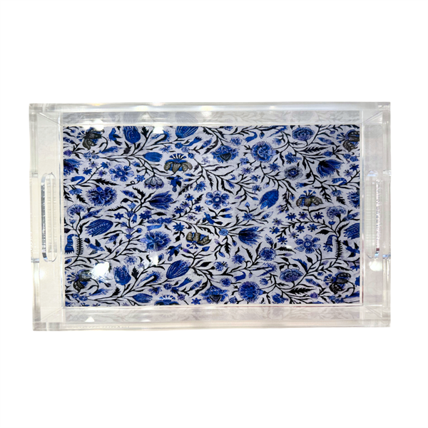 Acrylic Vanity Tray- Delft Blue Small