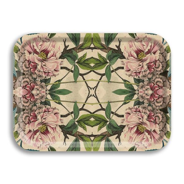 Peonies Rectangular Wood Tray