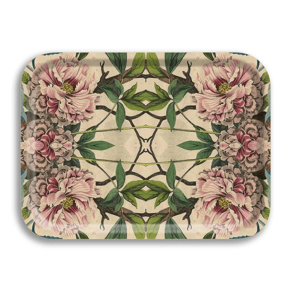 Peonies Rectangular Wood Tray