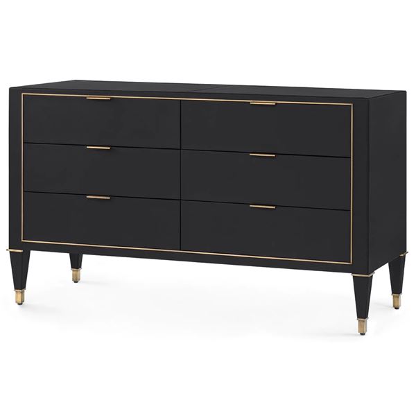 6-Drawer Dresser, Black Leather