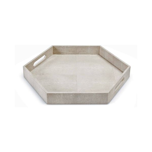 Shagreen Hex Tray- Light Grey