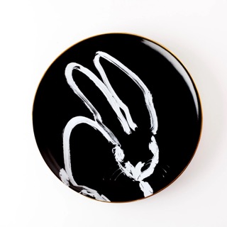 Hunt Slonem Rabbit Run Dinner Plate-Black