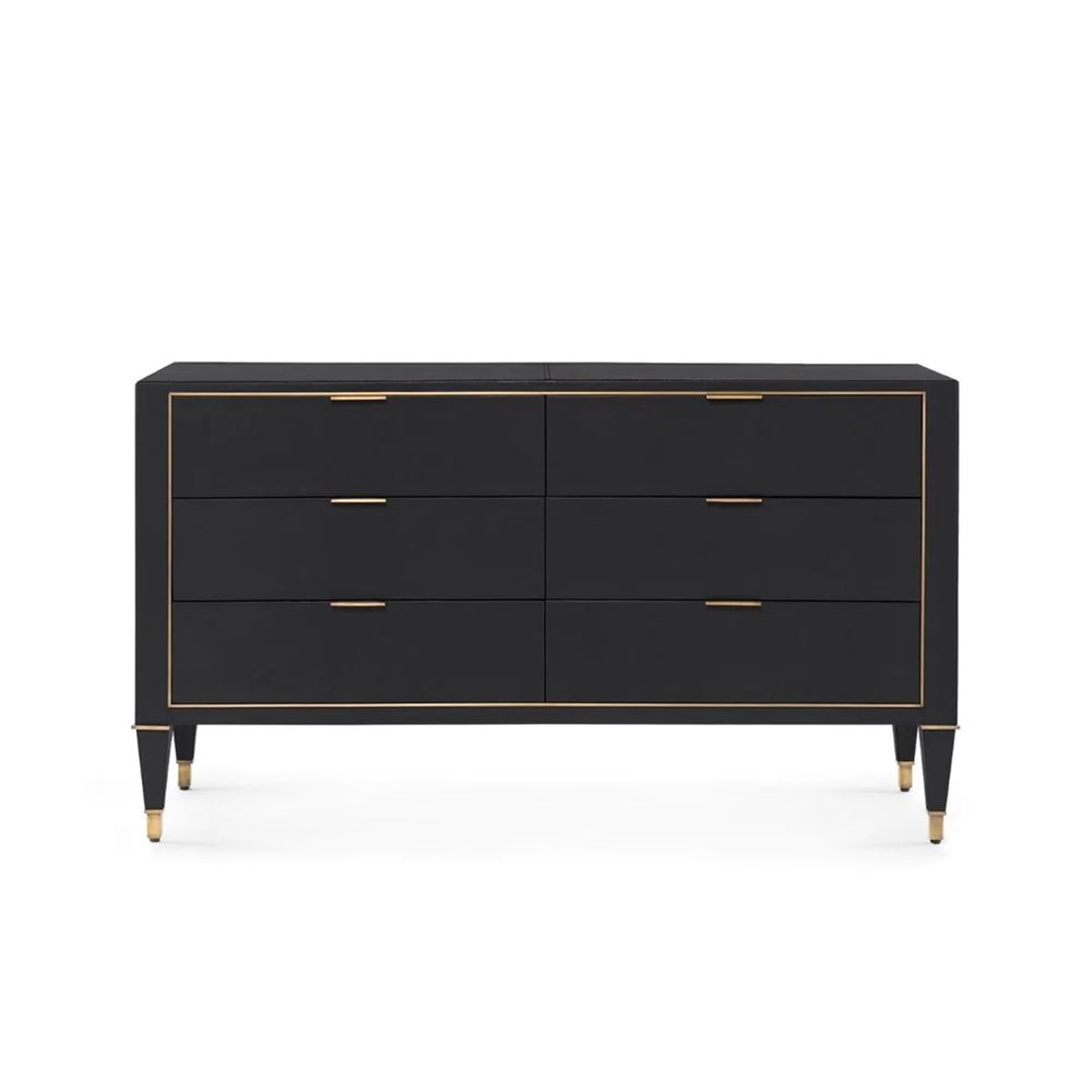 6-Drawer Dresser, Black Leather