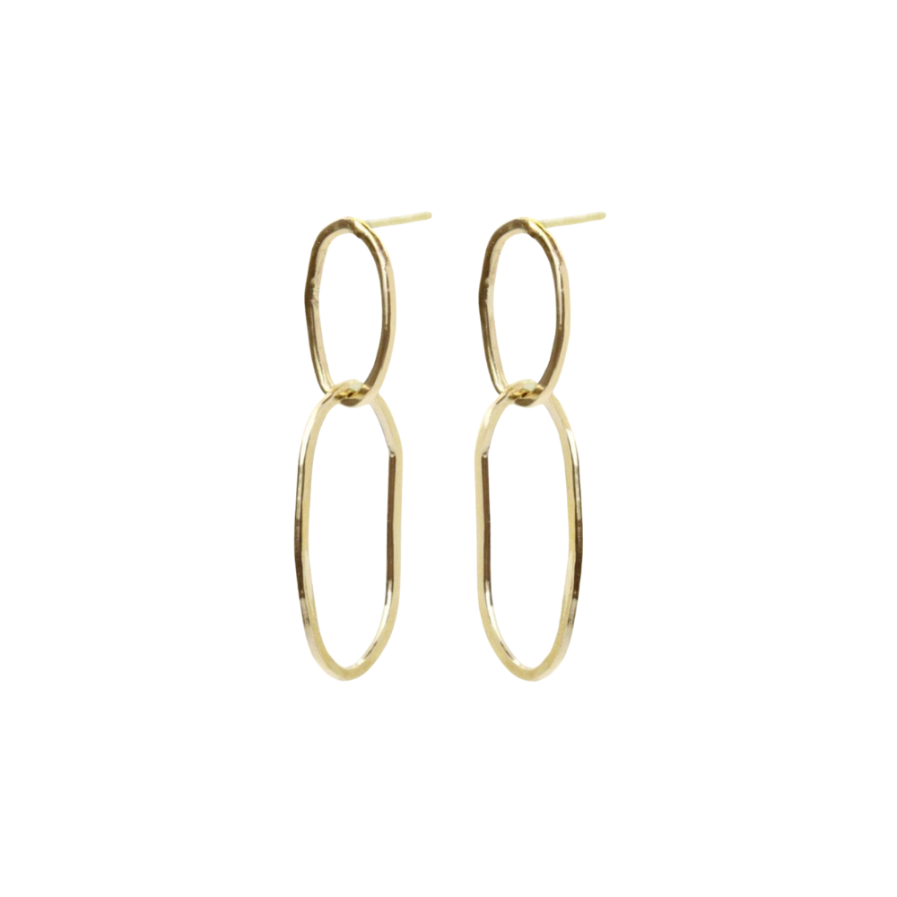 Gold Oval Drop Earrings