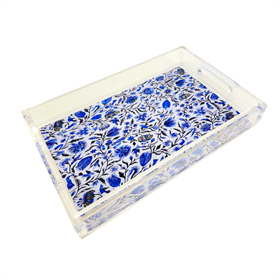 Acrylic Vanity Tray- Delft Blue Small