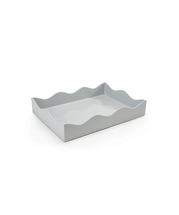 Lacquer Scallop Tray- Large Light Grey