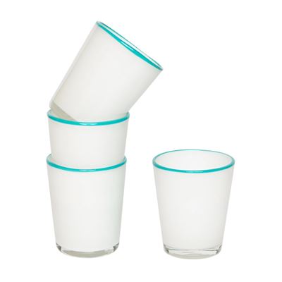 Summer Glass White & Turquoise 9oz 