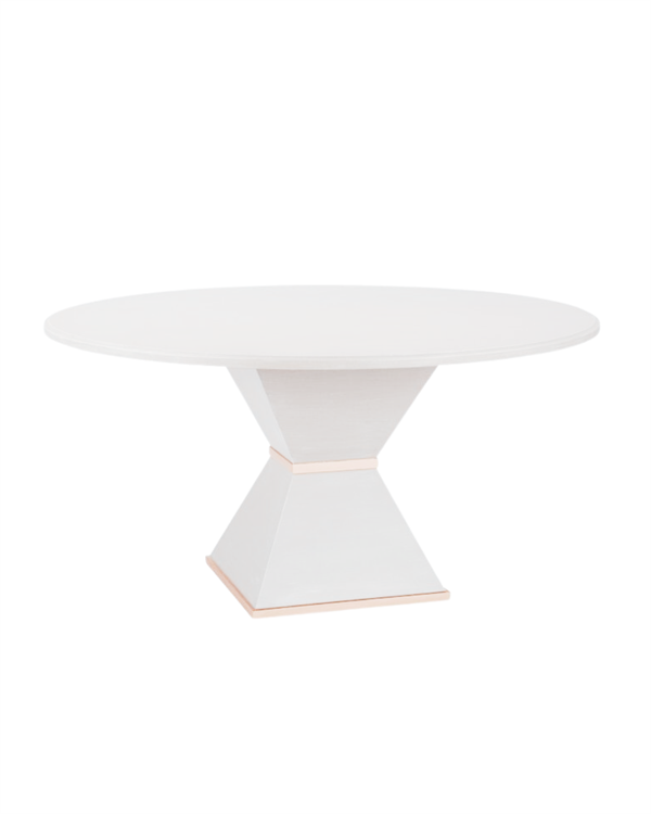 60" Round Dining Table- Shell White with Gold Accents