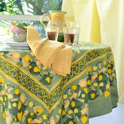 French Tablecloth Fruit Yellow & Green