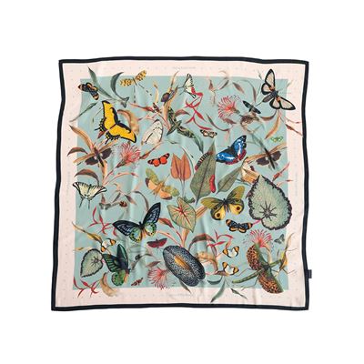 Muzaluci Silk Scarf- 28" Butterfly Black