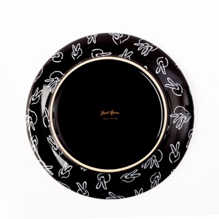 Hunt Slonem Rabbit Run Dinner Plate-Black