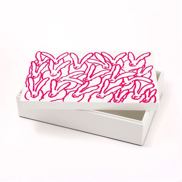 Hunt Slonem Hutch Treasure Box- White/Pink