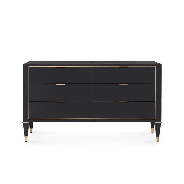 6-Drawer Dresser, Black Leather