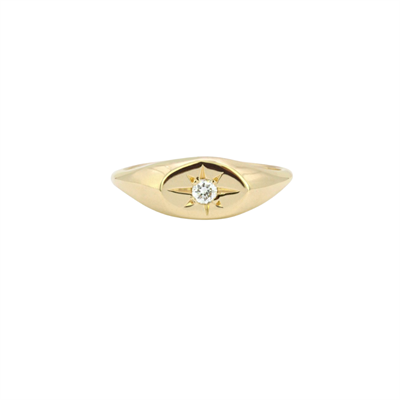 Gold Diamond Signet Ring