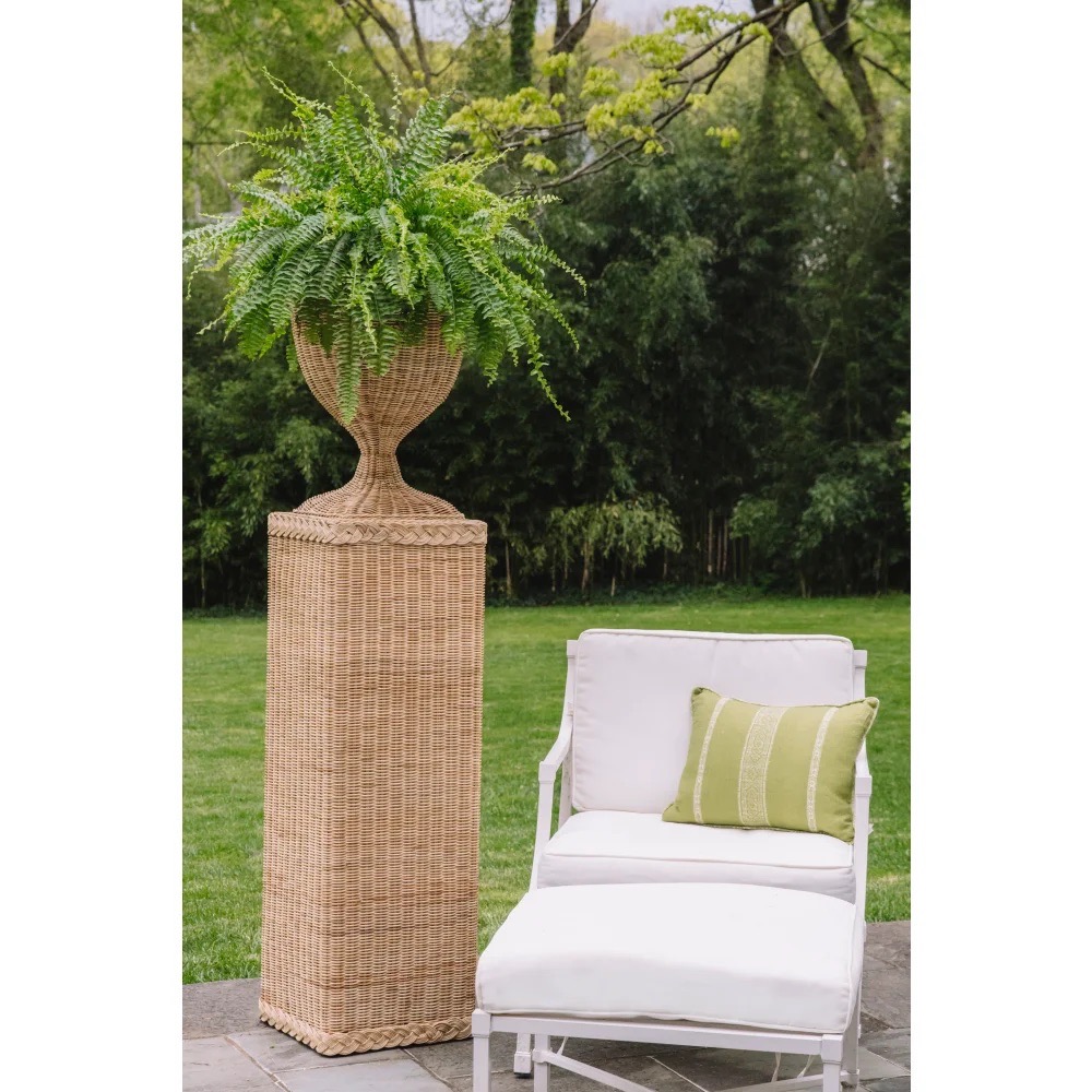 Wicker Pedestal & Urn