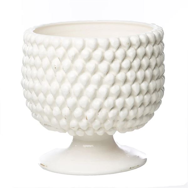 Dotted White Ceramic Planter, Large