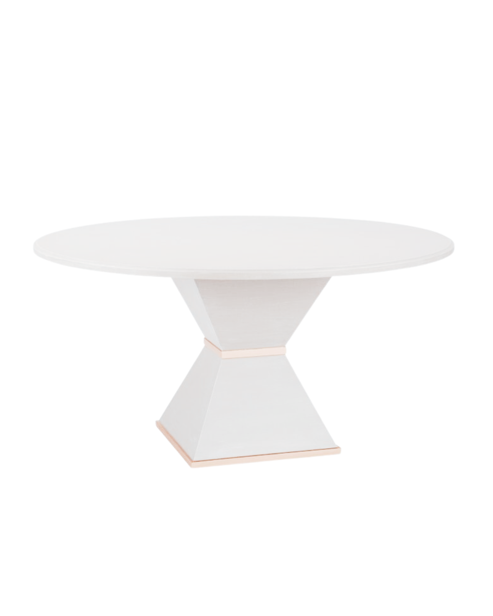 60" Round Dining Table- Shell White with Gold Accents